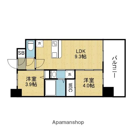 セレニテフラン谷町四丁目アリエ(2DK/8階)の間取り写真