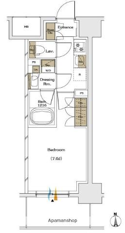 ザ・パークハビオ谷町六丁目テラス(1K/6階)の間取り写真