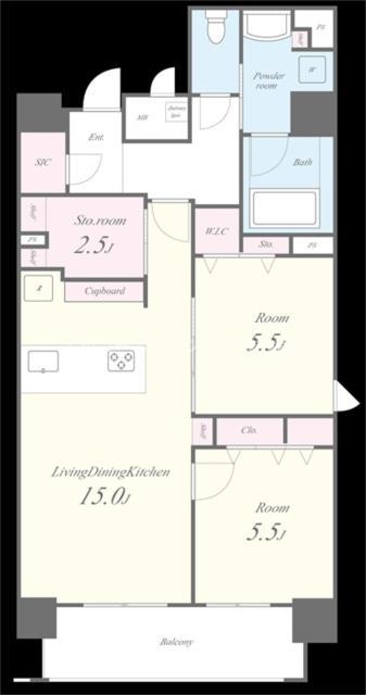 セイワパレス本町東(2SLDK/12階)の間取り写真
