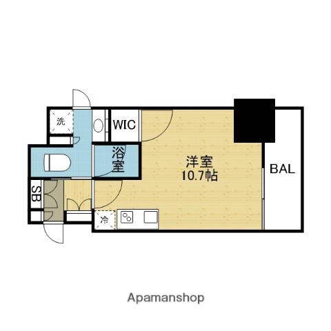 ザ・パークハビオ谷町六丁目クロス(ワンルーム/14階)の間取り写真