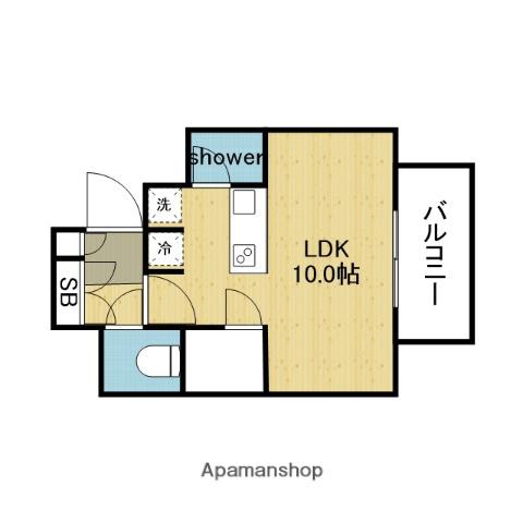 ザ・パークハビオ谷町六丁目クロス(ワンルーム/2階)の間取り写真