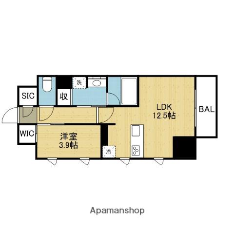 ザ・パークハビオ谷町六丁目クロス(1LDK/5階)の間取り写真