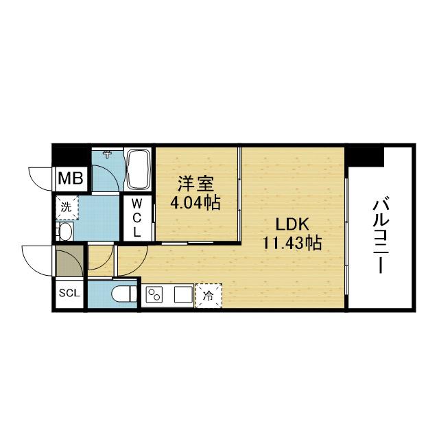 プレジオ城東(1LDK/4階)の間取り写真