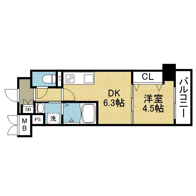 クローバー・レジデンス城東放出(1DK/2階)の間取り写真