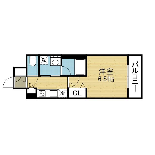 レオンヴァリエ長堀通(1K/4階)の間取り写真