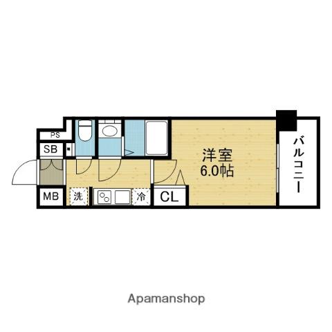 アドバンス大阪クラージュ(1K/4階)の間取り写真