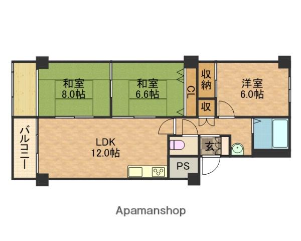 緑橋コーポ2号棟(3LDK/2階)の間取り写真