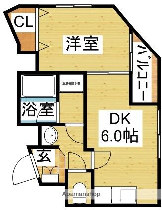 メゾン・ヤフネ(1DK/3階)の間取り写真