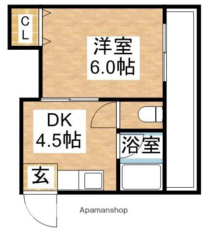 リアライズ上新庄豊新(1DK/1階)の間取り写真