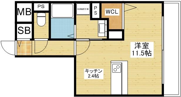 サンメゾン11(1K/5階)の間取り写真