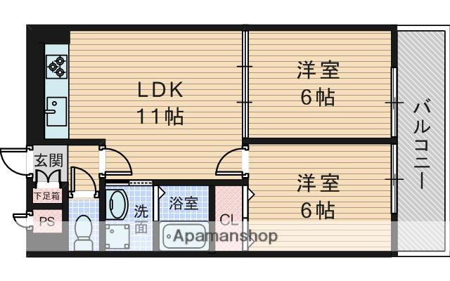 日大ロイヤル西中島(2LDK/5階)の間取り写真