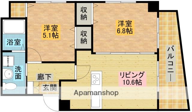 セレブコート木川(2LDK/8階)の間取り写真