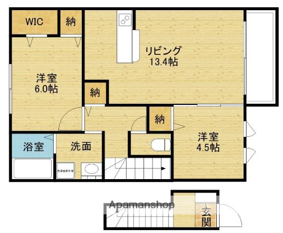 クローバーハイツ(2LDK/2階)の間取り写真