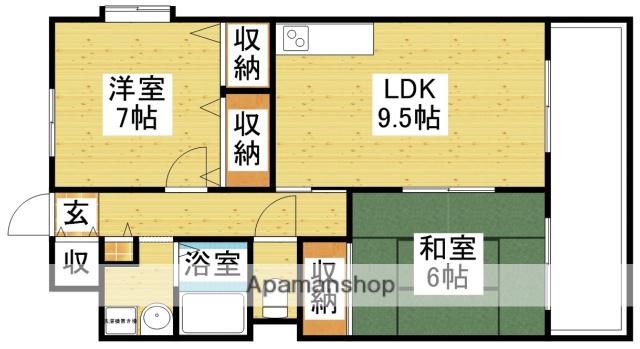 テラート1(2LDK/2階)の間取り写真