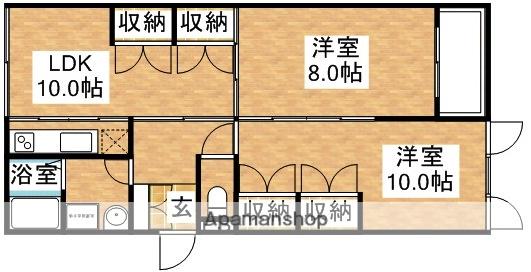 プルメリア西三国1番館(2LDK/2階)の間取り写真