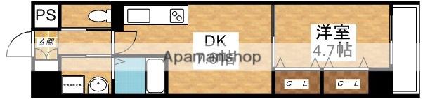 パークフラッツ新大阪(1DK/2階)の間取り写真
