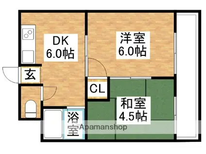 永和ハイツ(2DK/4階)の間取り写真