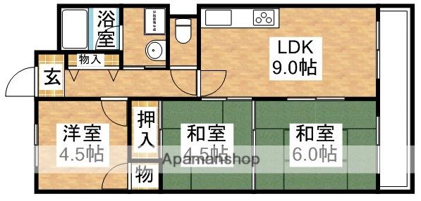 ヒシヒラ・リバーハイツ(3LDK/3階)の間取り写真