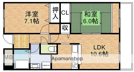 ウエルメゾン江坂(2LDK/2階)の間取り写真