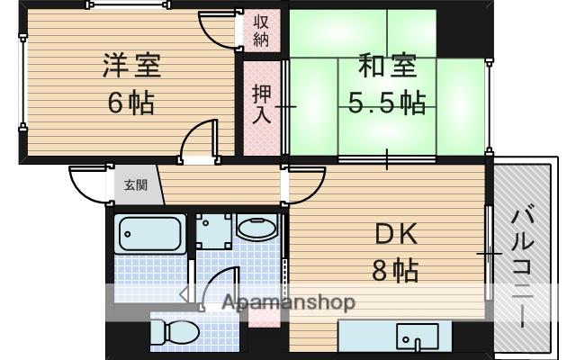 クリアコートUパート2(2DK/2階)の間取り写真