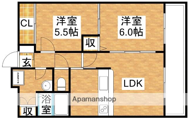 メゾンソアール(2LDK/5階)の間取り写真