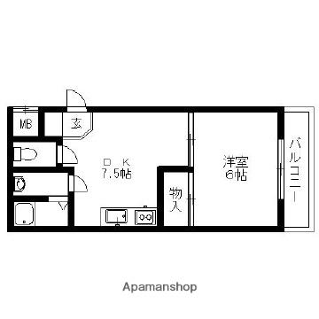 富士マンション(1DK/1階)の間取り写真
