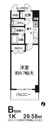 ソレイユ吹田(1K/7階)の間取り写真