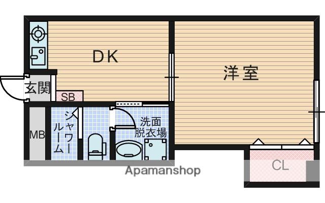 公園造住マンション(1DK/3階)の間取り写真