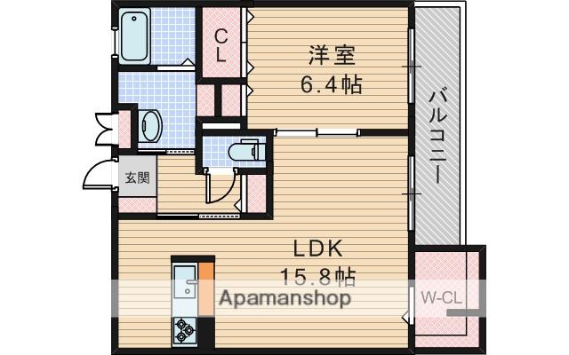 ルミエールB棟(1LDK/2階)の間取り写真