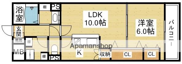 プリンスコート新高(1LDK/5階)の間取り写真