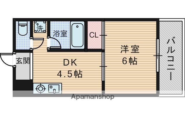 エバービューハイツ(1DK/6階)の間取り写真