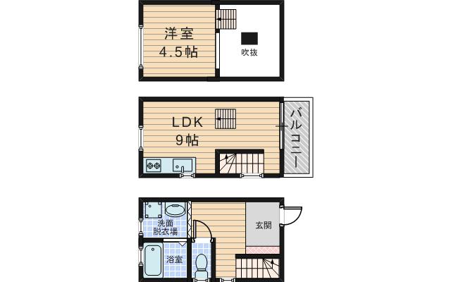ハーミッツ・セル大桐(1LDK/1階)の間取り写真