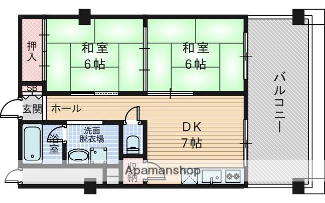 新大阪グランドハイツ 2号棟(2DK/5階)の間取り写真