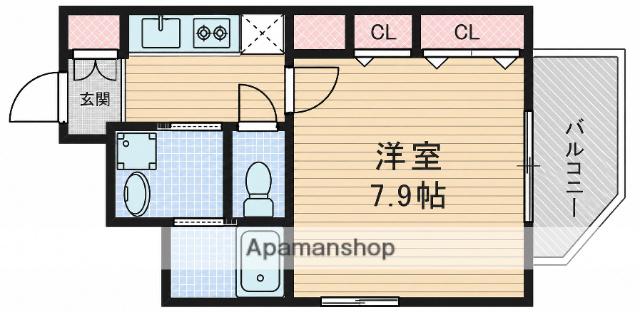 クリスタルグランツ新大阪(1K/9階)の間取り写真