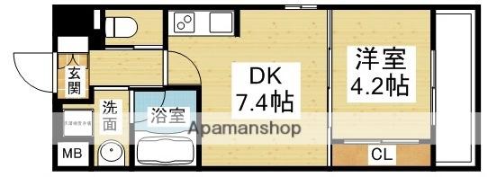 ライブガーデン新大阪(1DK/6階)の間取り写真