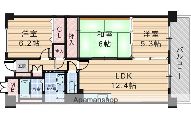 カーム淀川(3LDK/6階)の間取り写真