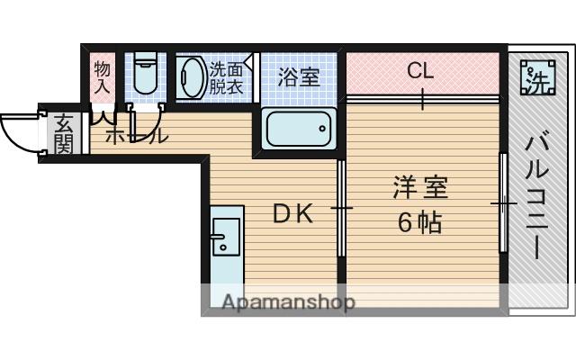 フローライト豊里1(1DK/2階)の間取り写真