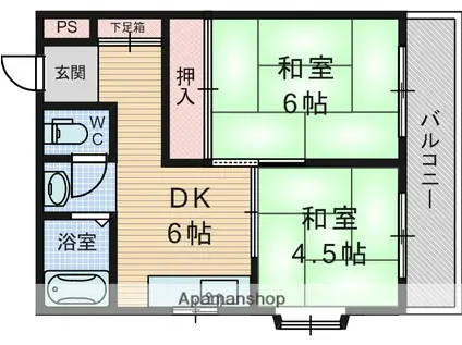 シャンボール淀川(2DK/3階)の間取り写真