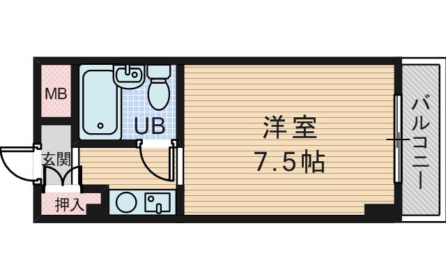 アミル3番館(1K/5階)の間取り写真