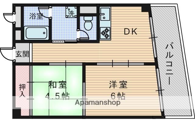 マンションハーモニー石原(2DK/4階)の間取り写真