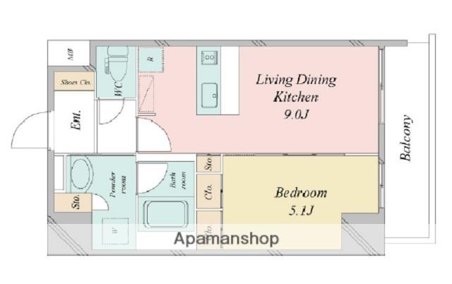 DIMUS新大阪(1LDK/13階)の間取り写真