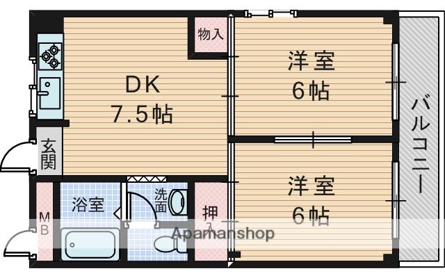 富永ハイツ(2DK/2階)の間取り写真