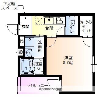 ル・クレール下新庄(1K/2階)の間取り写真