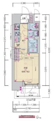 プレサンスOSAKA西中島リエゾン(1K/6階)の間取り写真