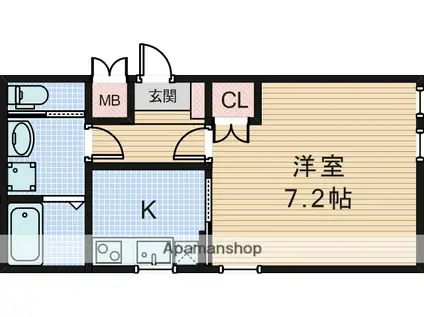 シャンティ下新庄(1K/1階)の間取り写真