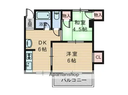 うえたいマンション(2DK/2階)の間取り写真