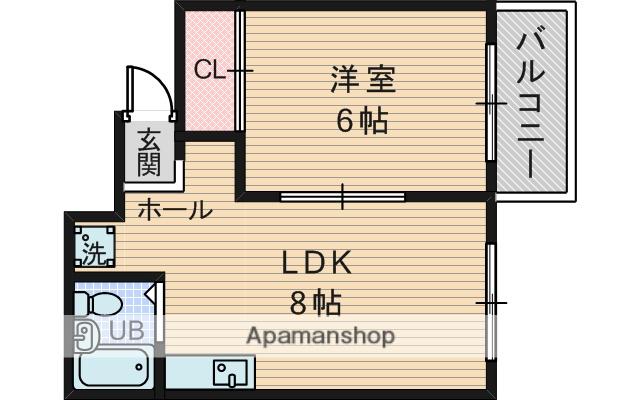 第2うえたいマンション(1LDK/3階)の間取り写真