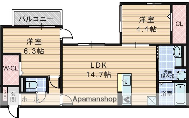 FLOURICHⅠ(2LDK/3階)の間取り写真