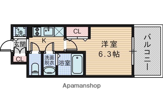 ファーストフィオーレ三国(1K/2階)の間取り写真