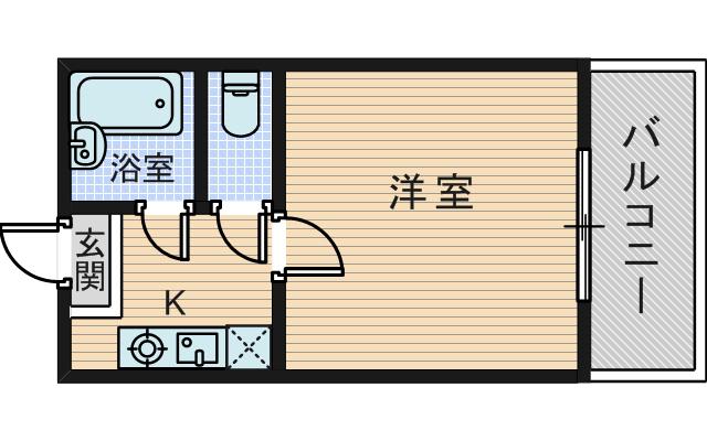 ハイツ城(1K/3階)の間取り写真